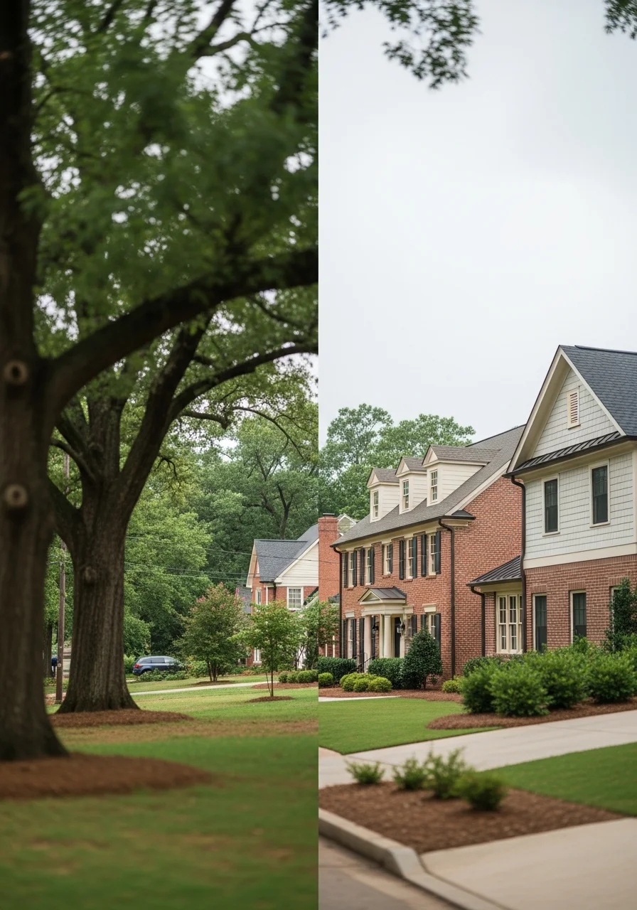 Atlanta residential street showing a mix of architectural styles typical of the city's diverse neighborhoods.