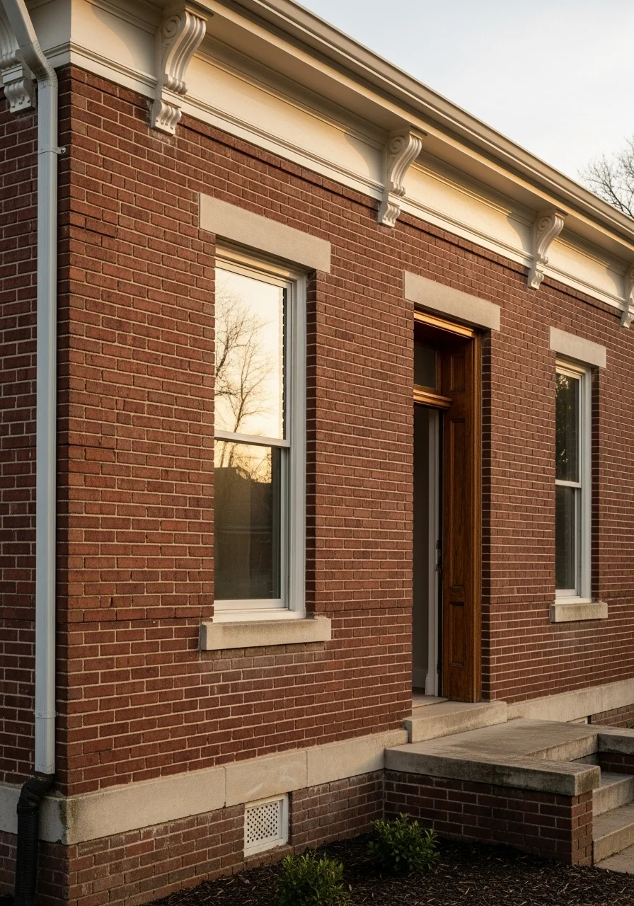 Detail of a Macon historic home's exterior facade demonstrating period architectural features.