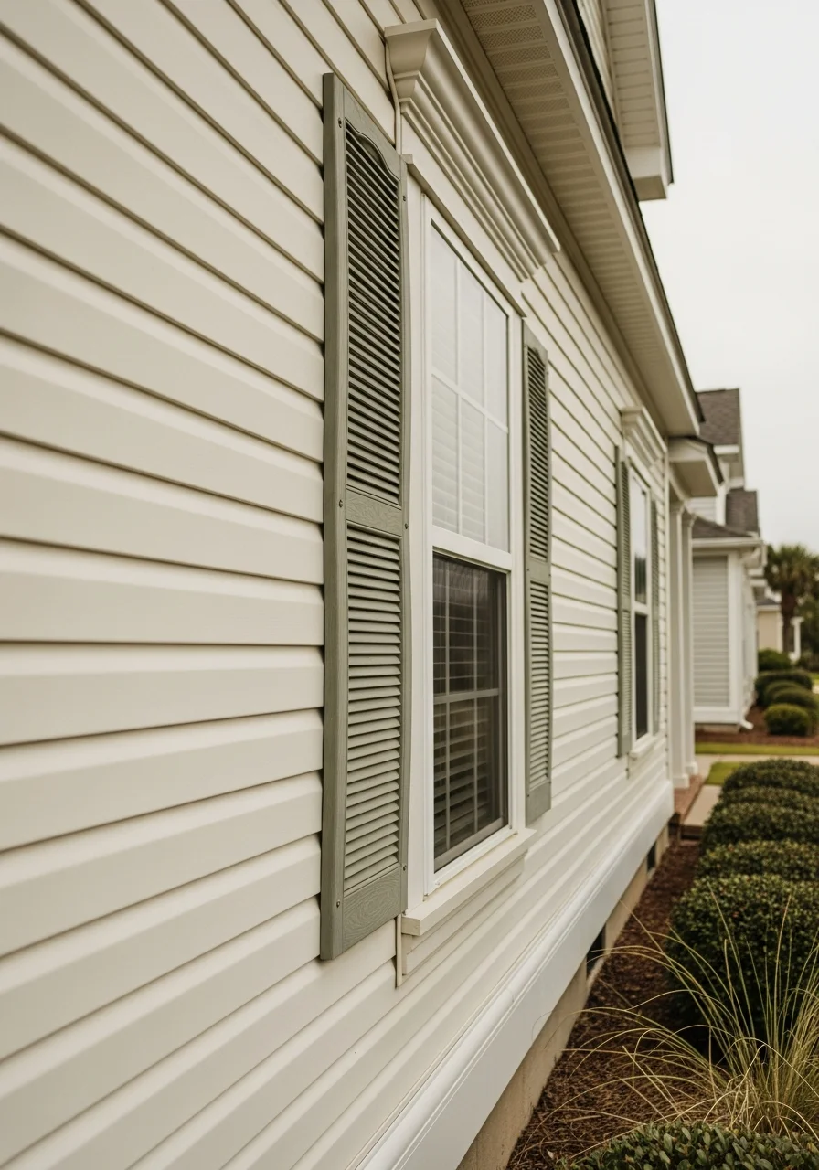 Close-up of a Myrtle Beach property showing coastal architectural style and well-maintained exterior finishes.