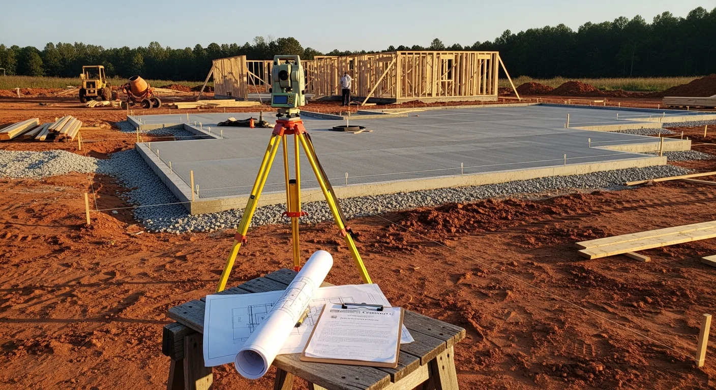 A newly constructed single-family home in Warner Robins, GA with a completed exterior, fresh landscaping, and a concrete driveway on a clear day. The home sits on a graded lot typical of Middle Georgia residential construction.
